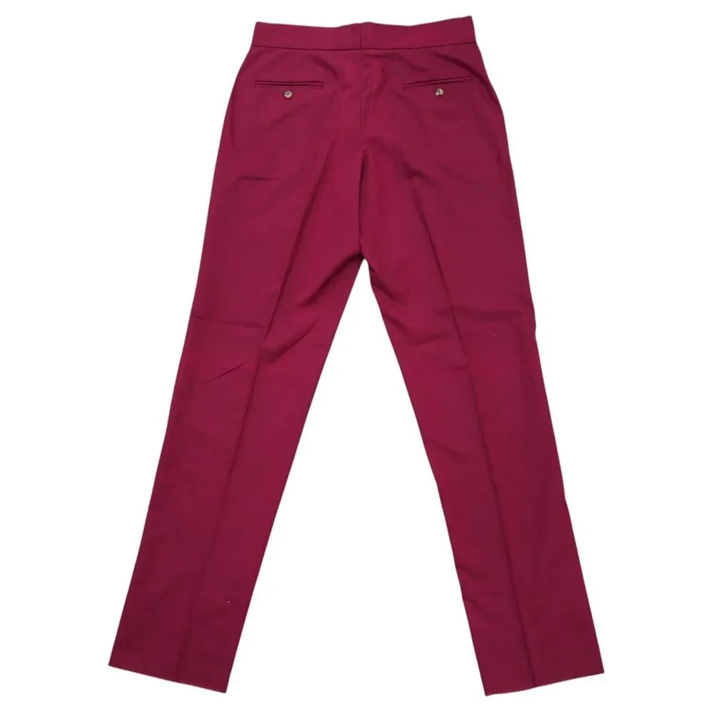 Mens 32 Gurkha Pants Burgundy Red Cotton High Waist Flat Front Straight Trousers